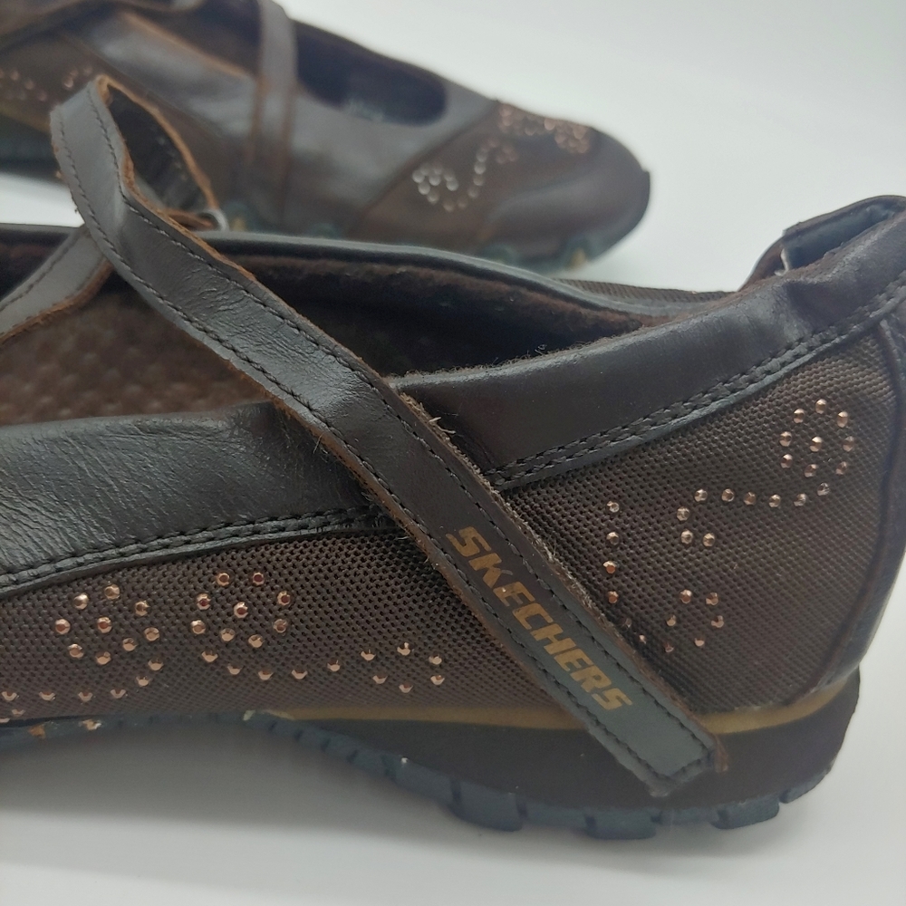Skechers | Brown Bling Leather Bejewl Sneaker 7.5 - Picture 3 of 13